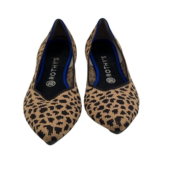 Rothy's Tan Black Leopard Animal Print Pointed Toe Slip-On Flats Size 10 Women's - Picture 3 of 8